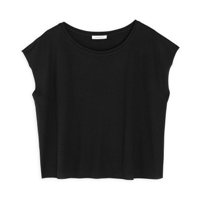 Philosophy Cropped Top-Black