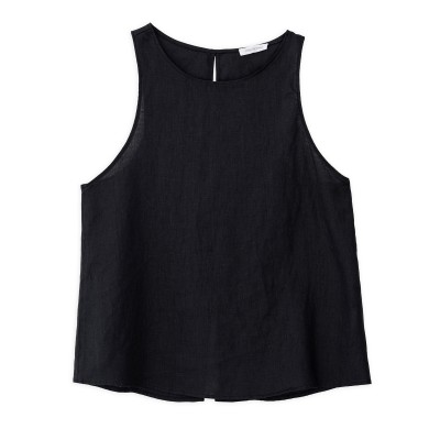 Philosophy Top Neck Linen Halter-Black