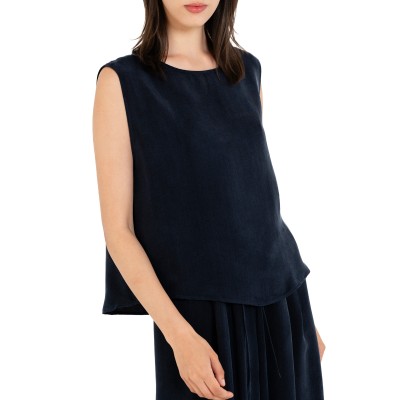 Philosophy Cropped Top Cupro-Dark Blue