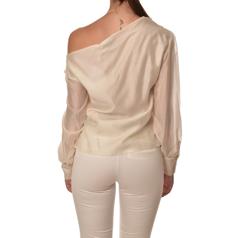 Motel Shirt With Embroidery Flower With Sequins-Ecru