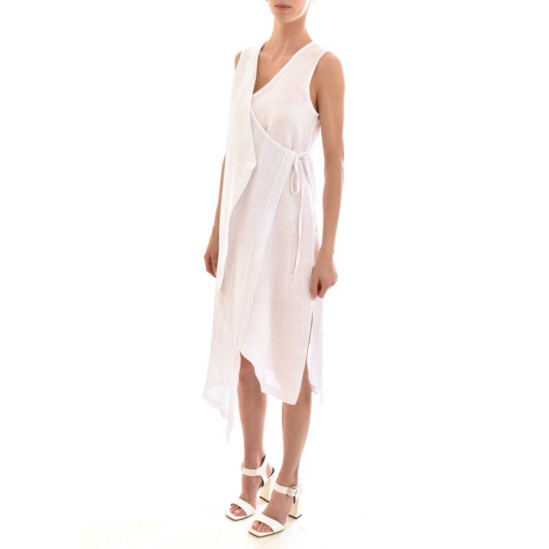 Lotus Eaters Linen Gilet With Tied Net Meraki-White Lotus Eaters Linen Gilet With Tied Net Meraki-White