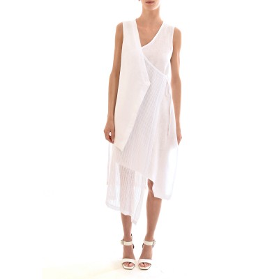 Lotus Eaters Linen Gilet With Tied Net Meraki-White