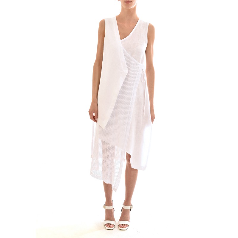 Lotus Eaters Linen Gilet With Tied Net Meraki-White Lotus Eaters Linen Gilet With Tied Net Meraki-White