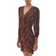 Rina Scimento Dress With 3/4 SLV Chain Pattern All-Over-Black