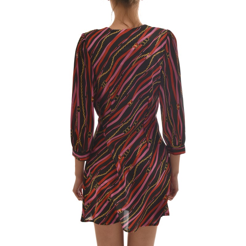 Rina Scimento Dress With 3/4 SLV Chain Pattern All-Over-Black