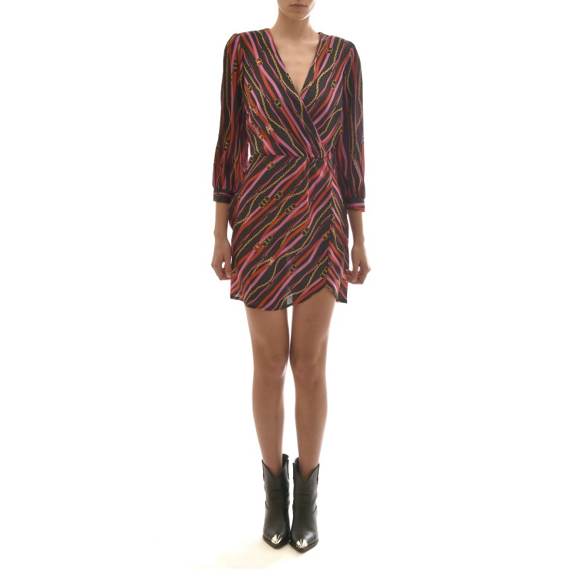 Rina Scimento Dress With 3/4 SLV Chain Pattern All-Over-Black