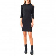 Rinascimento Sheath Dress With Chain Detail-Black