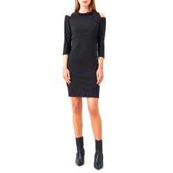 Rinascimento Sheath Dress With Chain Detail-Black