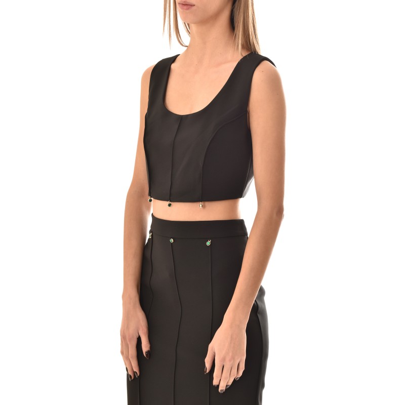 Rinascimento Top With Charms-Black Rinascimento Top With Charms-Black