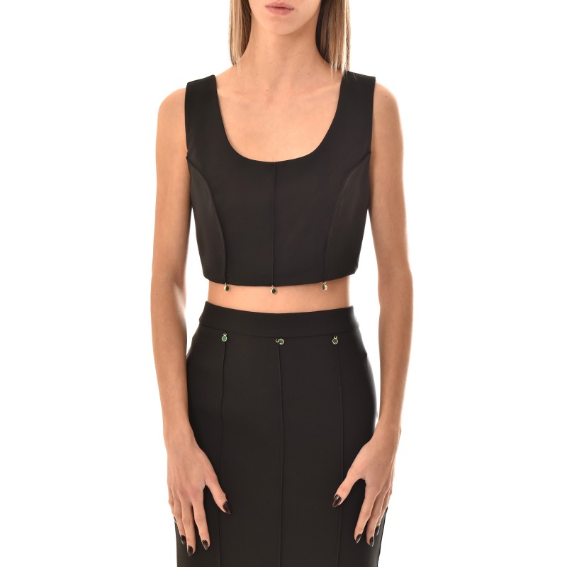 Rinascimento Top With Charms-Black Rinascimento Top With Charms-Black