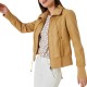 Rinascimento Leather Effect Jacket With High Collarline-Mocha
