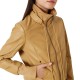 Rinascimento Leather Effect Jacket With High Collarline-Mocha