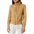Rinascimento Leather Effect Jacket With High Collarline-Mocha