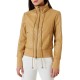 Rinascimento Leather Effect Jacket With High Collarline-Mocha