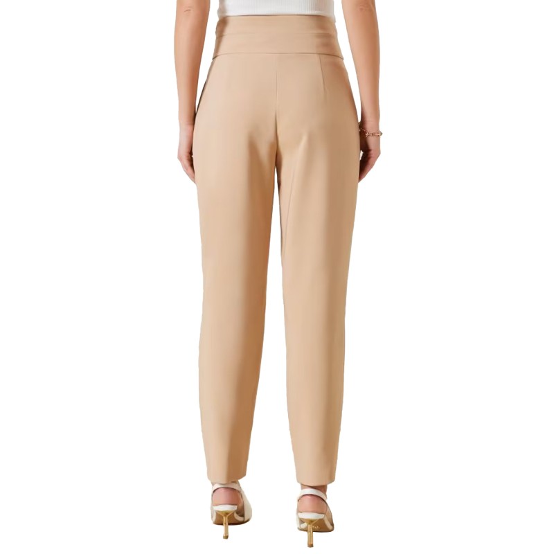Rinascimento Pleated Trousers With Button Details-Beige