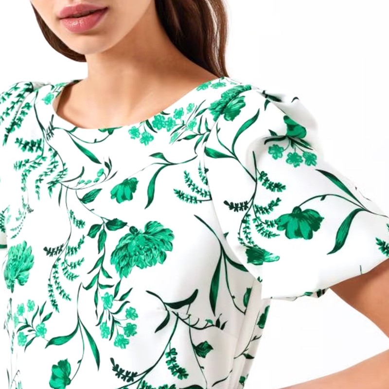 Rinascimento Floral Midi Dress-White Atrium