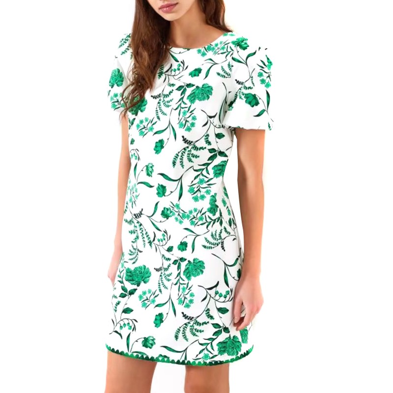 Rinascimento Floral Midi Dress-White Atrium