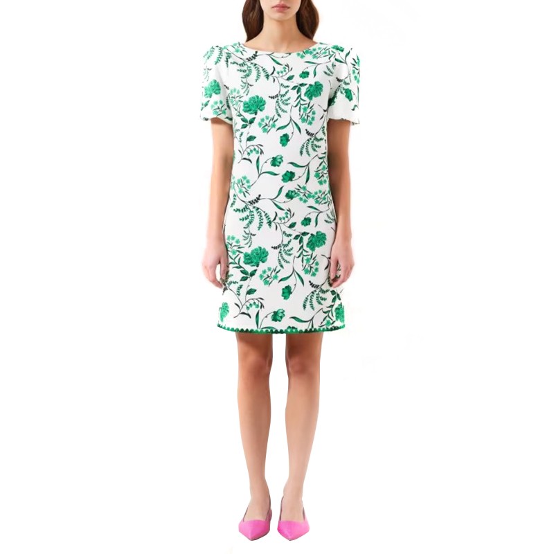 Rinascimento Floral Midi Dress-White Atrium
