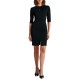Rinascimento Boxy Slit Patterned Midi Dress-Black Rinascimento Boxy Slit Patterned Midi Dress-Black