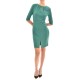 Rinascimento Boxy Slit Patterned Midi Dress-Green Rinascimento Boxy Slit Patterned Midi Dress-Green