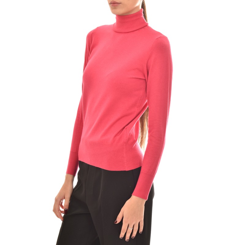 Rinascimento Basic Turtleneck Sweater-Magenta