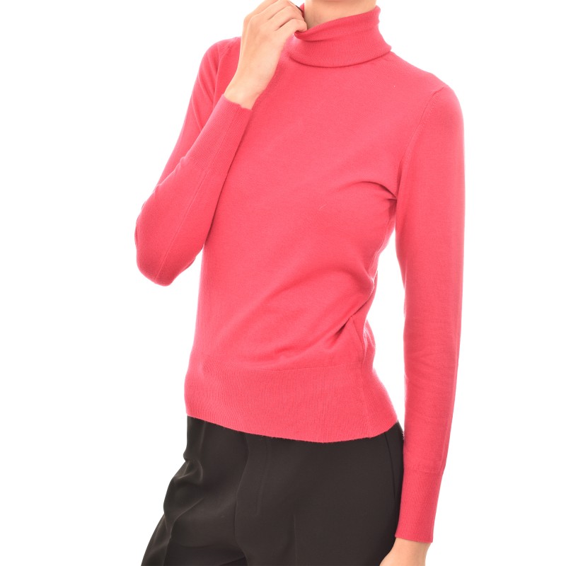 Rinascimento Basic Turtleneck Sweater-Magenta