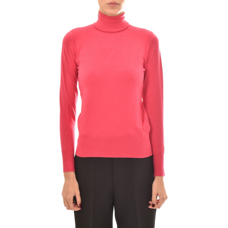 Rinascimento Basic Turtleneck Sweater-Magenta