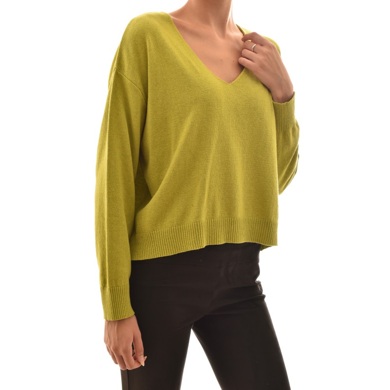Lotus Eaters V-Neckline Knit Sweater-Pistachio