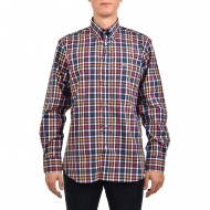 Paul & Shark Shirt Cotton Poplin Checked-Blue/Orange/Red/Green