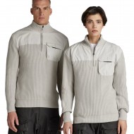 G-Star Raw Unisex Army Half Zip Knit Sweater-Cool Grey