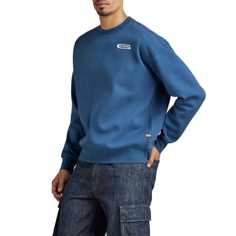 G-Star Raw Old Skool Back Graphic Loose Sweater-Rank Blue G-Star Raw Old Skool Back Graphic Loose Sweater-Rank Blue