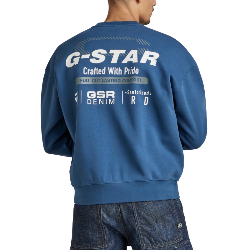 G-Star Raw Old Skool Back Graphic Loose Sweater-Rank Blue G-Star Raw Old Skool Back Graphic Loose Sweater-Rank Blue