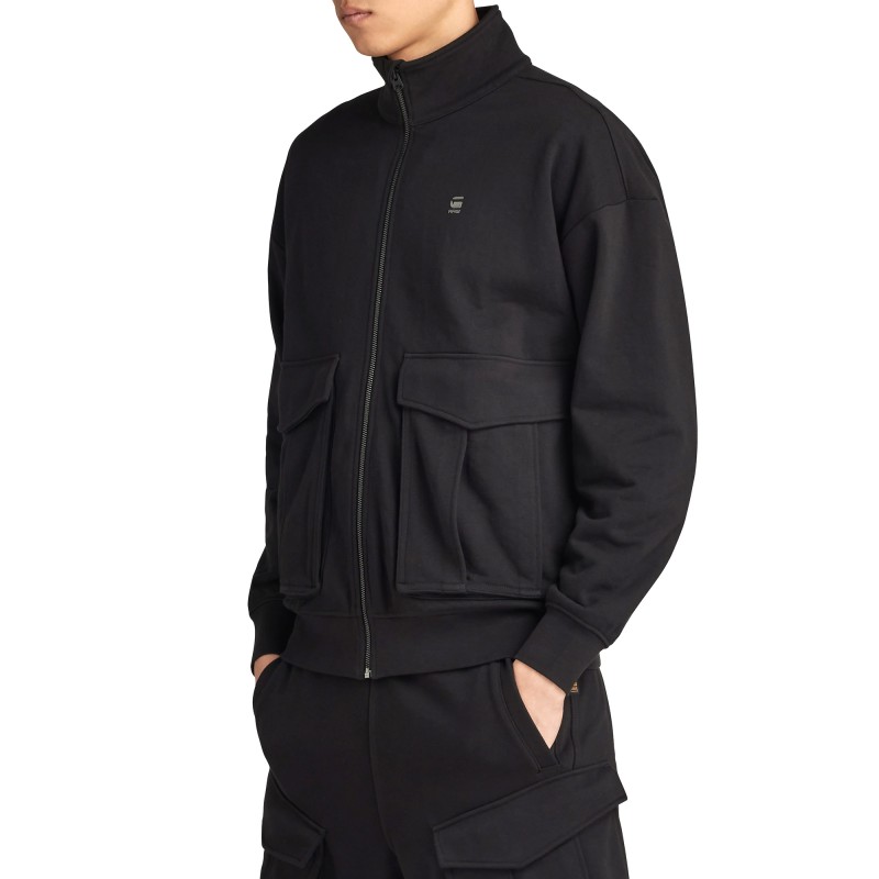 G-Star Raw Rovic Zip Through Loose Sweater-Black G-Star Raw Rovic Zip Through Loose Sweater-Black