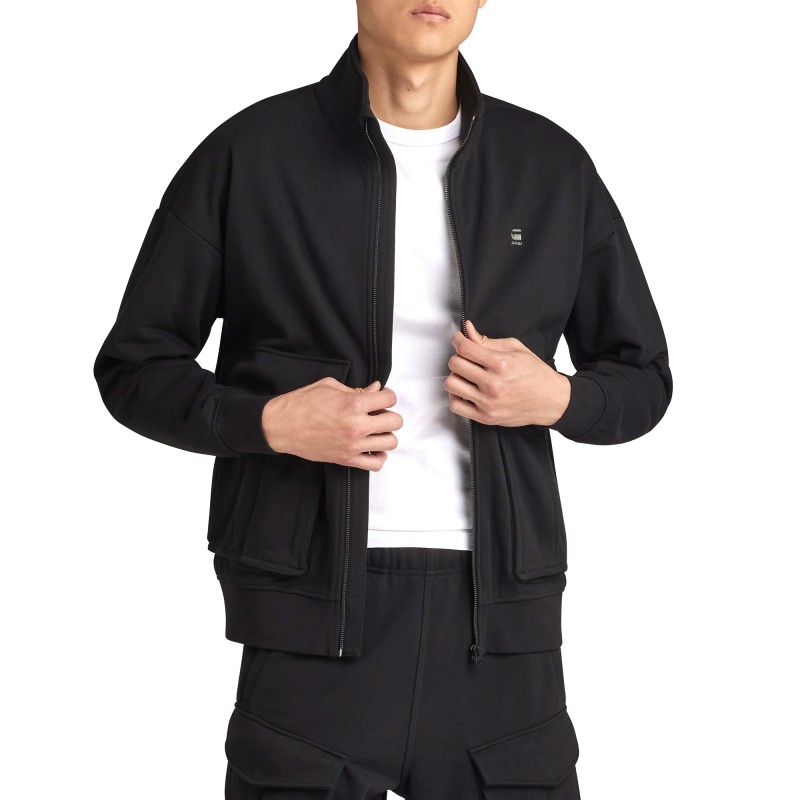 G-Star Raw Rovic Zip Through Loose Sweater-Black G-Star Raw Rovic Zip Through Loose Sweater-Black