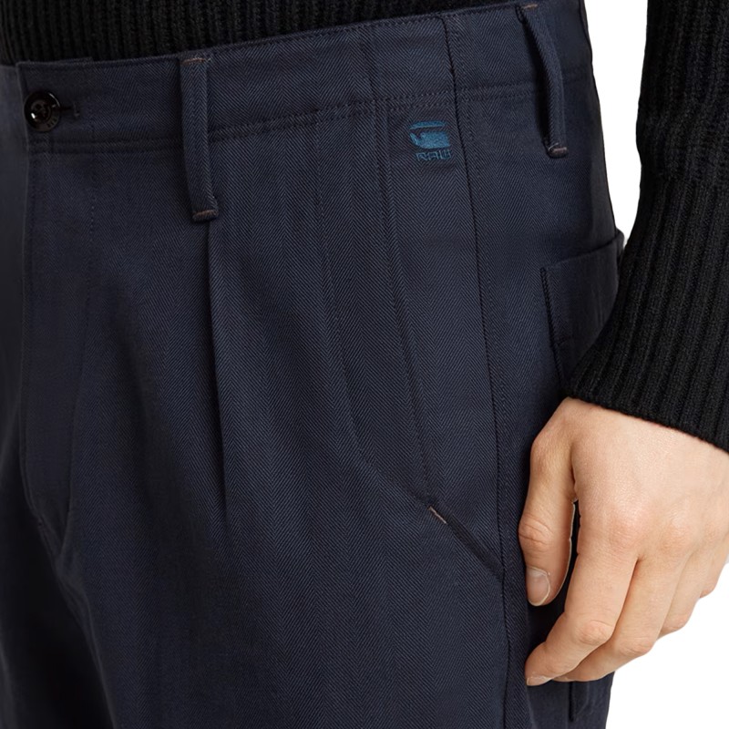 G-Star Raw Pleated Chino In Relaxed Fit-Legion Blue/Dark Black HB G-Star Raw Pleated Chino In Relaxed Fit-Legion Blue/Dark Black HB