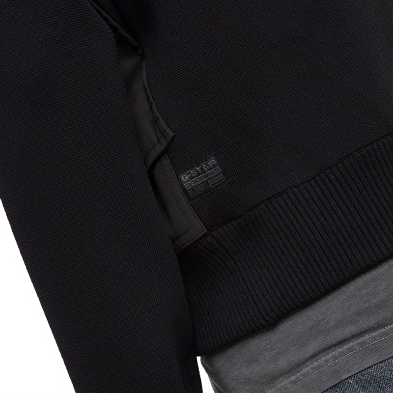 G-Star Raw Engineered Mix Bomber Knit Cardigan-Dark Black