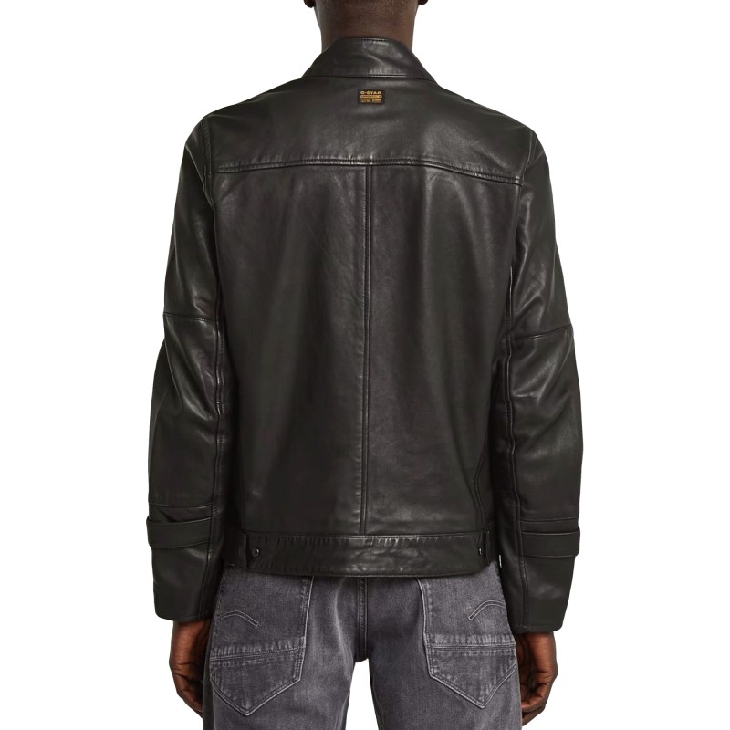 G-Star Raw Biker Jacket Leather-Dk Black G-Star Raw Biker Jacket Leather-Dk Black