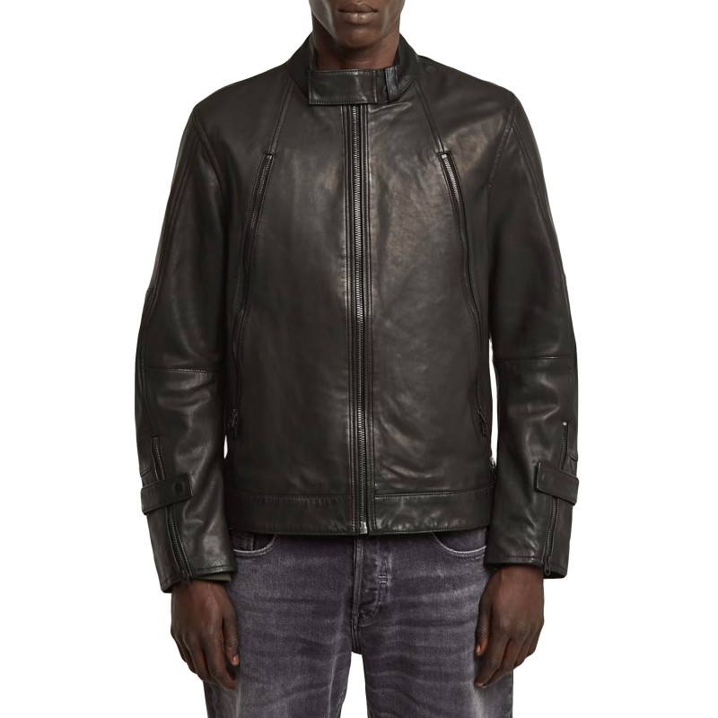 G-Star Raw Biker Jacket Leather-Dk Black G-Star Raw Biker Jacket Leather-Dk Black