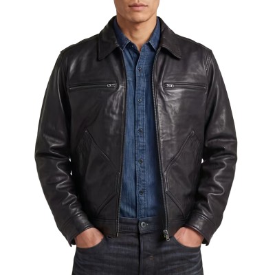 G-Star Raw Bomber Jacket Leather-Black