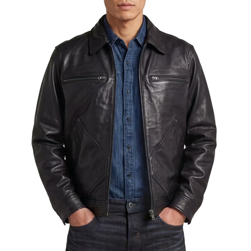 G-Star Raw Bomber Jacket Leather-Black G-Star Raw Bomber Jacket Leather-Black