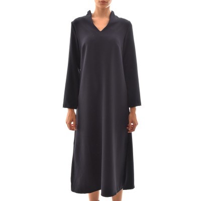 Lotus Eaters V-Neck A Fit Long Dress-Dark Blue