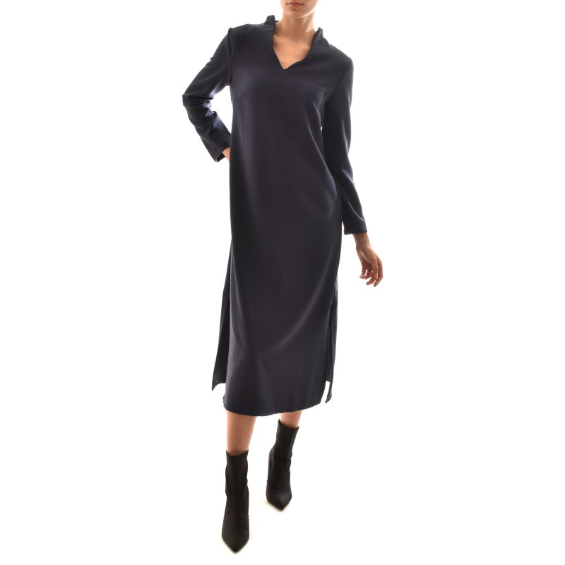 Lotus Eaters V-Neck A Fit Long Dress-Dark Blue Lotus Eaters V-Neck A Fit Long Dress-Dark Blue