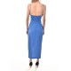 Milkwhite Cut Out Detail Stripped Dress With Crystals-Stripes Blue Milkwhite Cut Out Detail Stripped Dress With Crystals-Stripes Blue