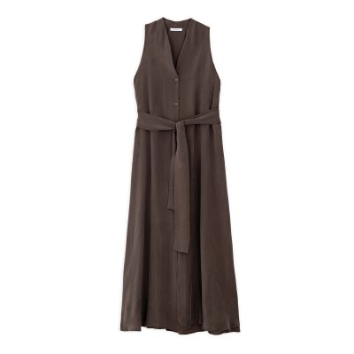 Philosophy Dress Maxi Sleeveless Halter Neck-Brown