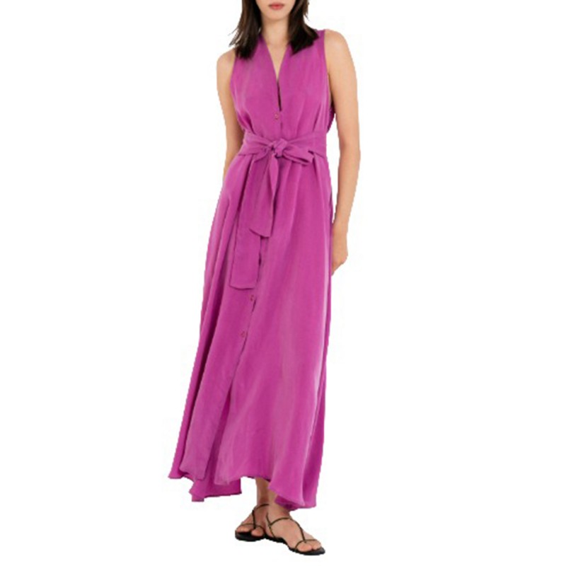 Philosophy Dress Maxi Sleeveless Halter Neck-Fuchsia