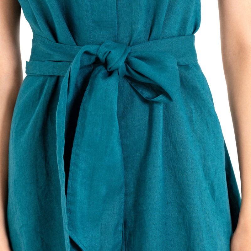 Philosophy Shirtdress Linen With Belt-Emerald Philosophy Shirtdress Linen With Belt-Emerald