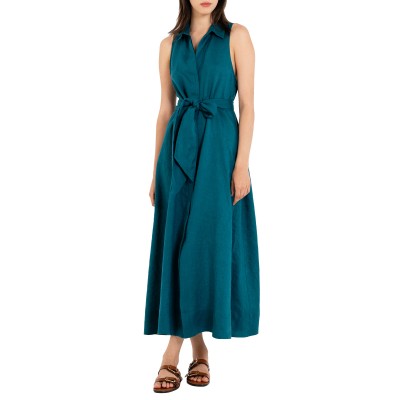 Philosophy Shirtdress Linen With Belt-Emerald