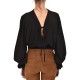 Lotus Eaters Blouse Echo Tie Cuff Open Back-Black Lotus Eaters Blouse Echo Tie Cuff Open Back-Black