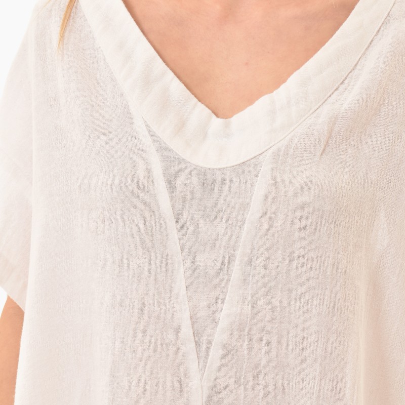 Lotus Eaters Side Button-Up Tunic-White Lotus Eaters Side Button-Up Tunic-White