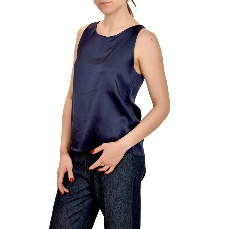 Motel Satin Top-Marine